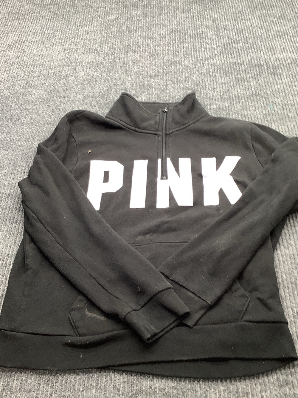 PINK Victoria's Secret Black Half-Zip Pullover with White Logo